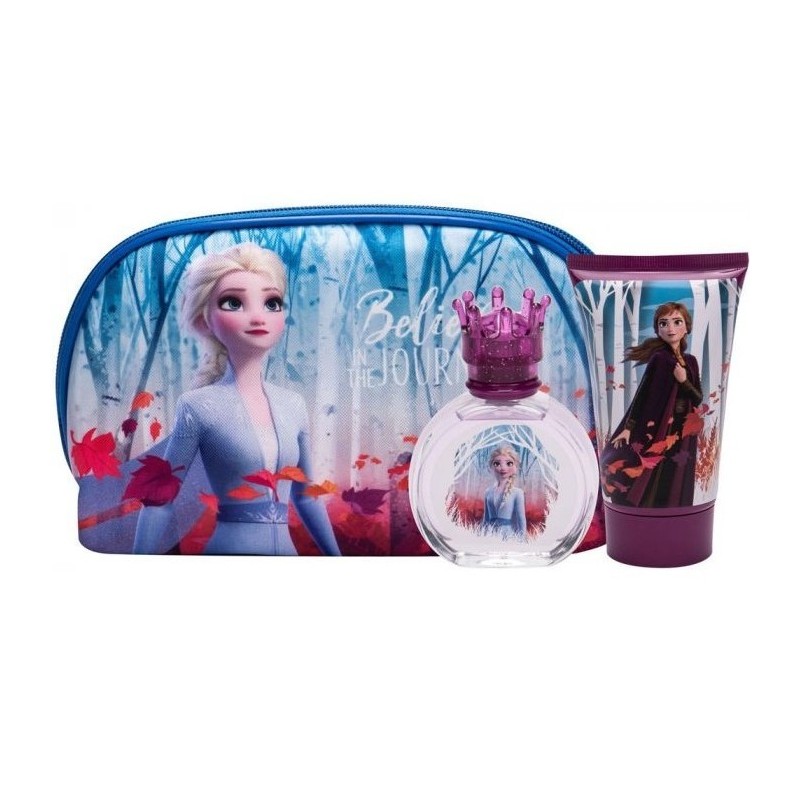 Frozen II Set 3 Piezas Neceser 3D 100 ML + Brillo Llavero Pompon Niña - JPT